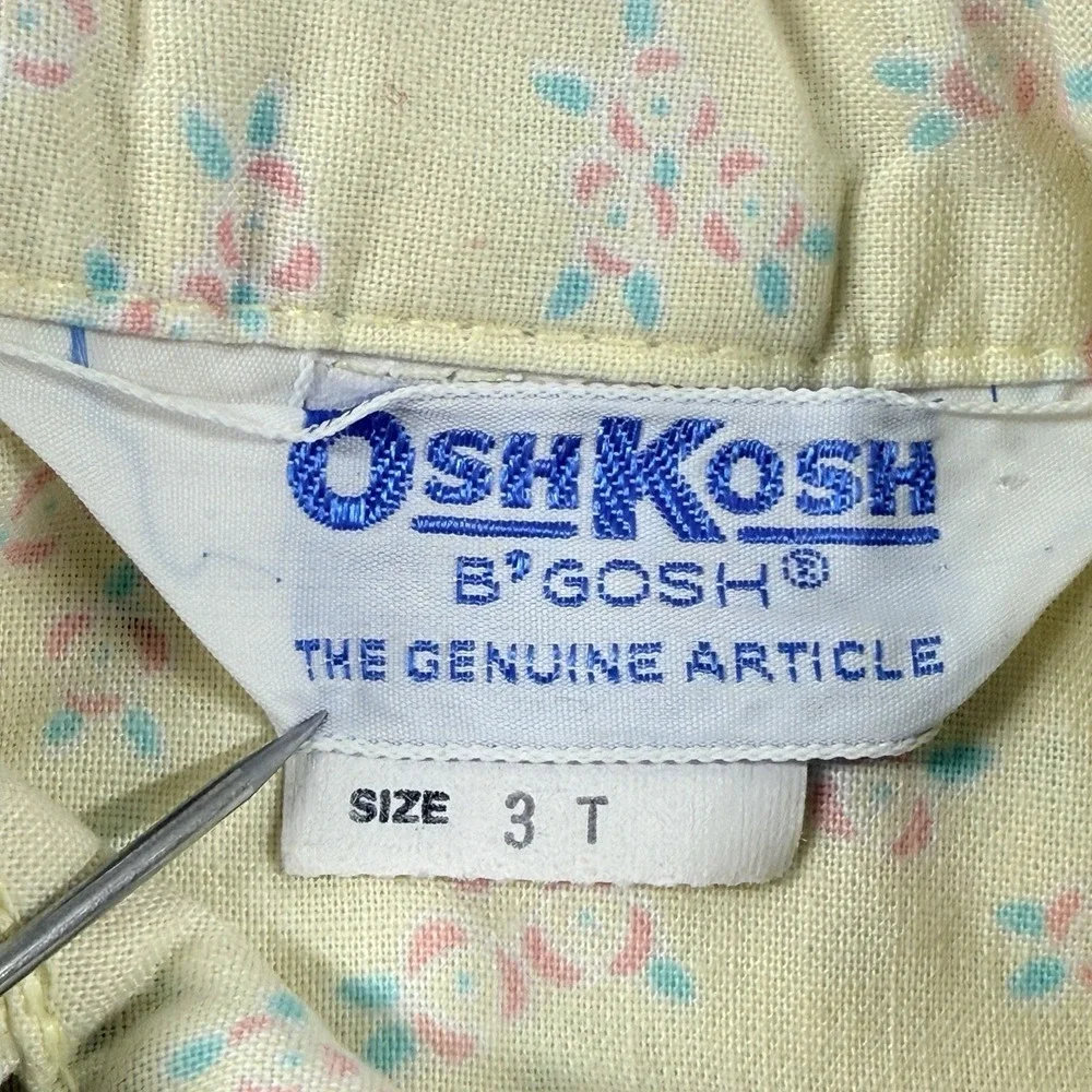 Vintage OshKosh B'Gosh Skirtall Overall Dress 3T Floral USA Matching‎ Set 90s